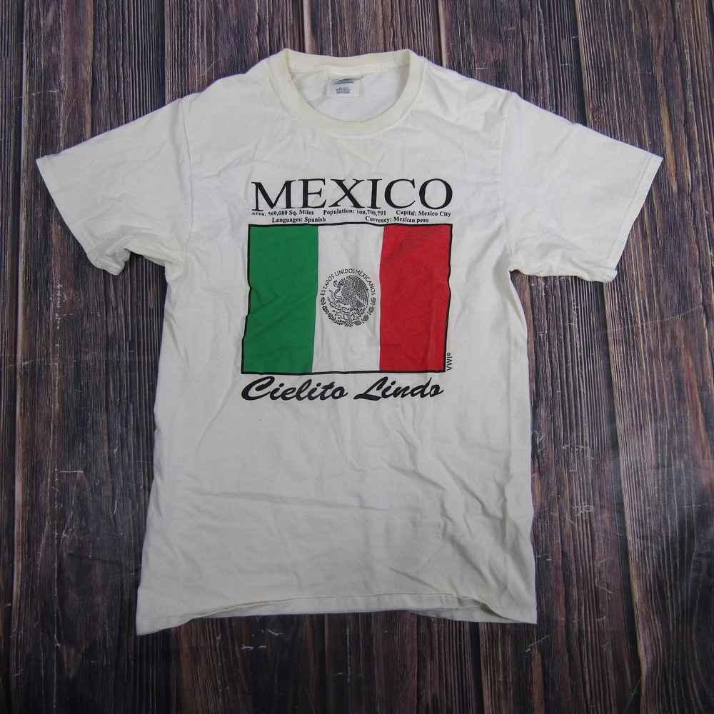 Mexico Shirt Mens Small White Flag Cielito Lindo Port & Company Graphic Tee
